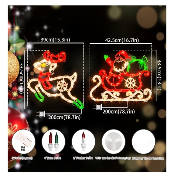 Festive Santa and Reindeer Light Display - Picture 4 of 5